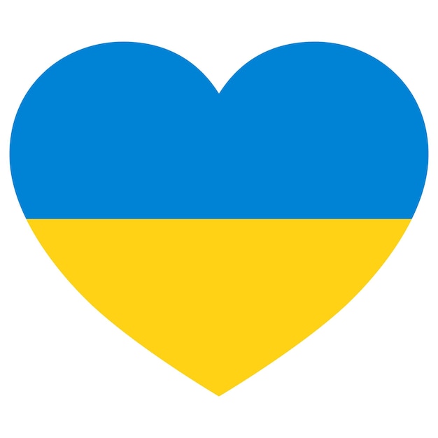 Vecteur drapeau national ukrainien en forme de coeur drapeau ukrainien avec symbole d'amour soutien et aide