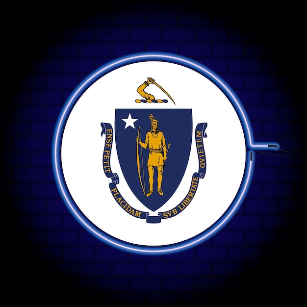 Vecteur drapeau néon de l'état du massachusetts illustration vectorielle