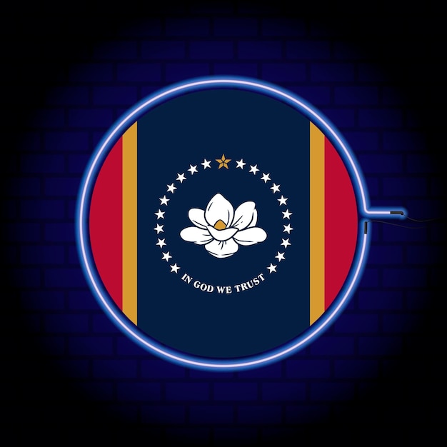 Drapeau Néon De L'état Du Mississippi Illustration Vectorielle