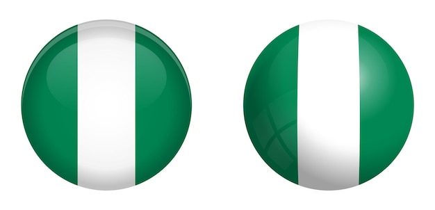 Drapeau nigérian sous le bouton du dôme 3d et sur la sphère/boule brillante.