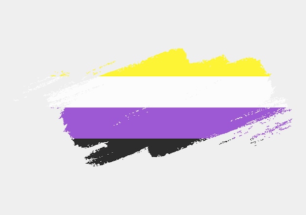 Drapeau non binaire peint au pinceau sur fond blanc Concept des droits LGBT
