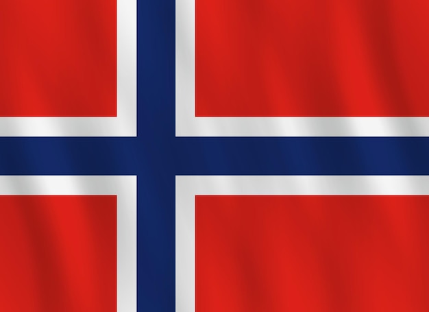 Drapeau de la Norvège avec effet ondulant, proportion officielle.