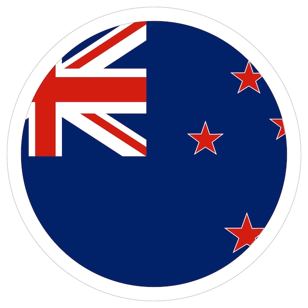Vecteur drapeau de la nouvelle-zélande en forme ronde drapeau de la nouvelle-zélande