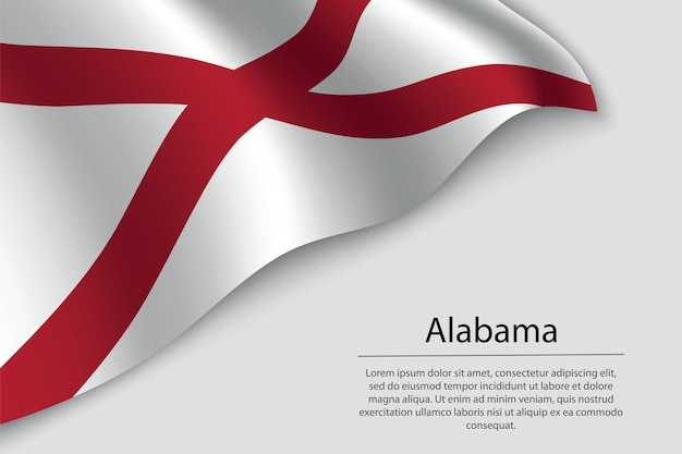 Le Drapeau D'onde De L'alabama Est Un état Des états-unis Modèle Vectoriel De Bannière Ou De Ruban