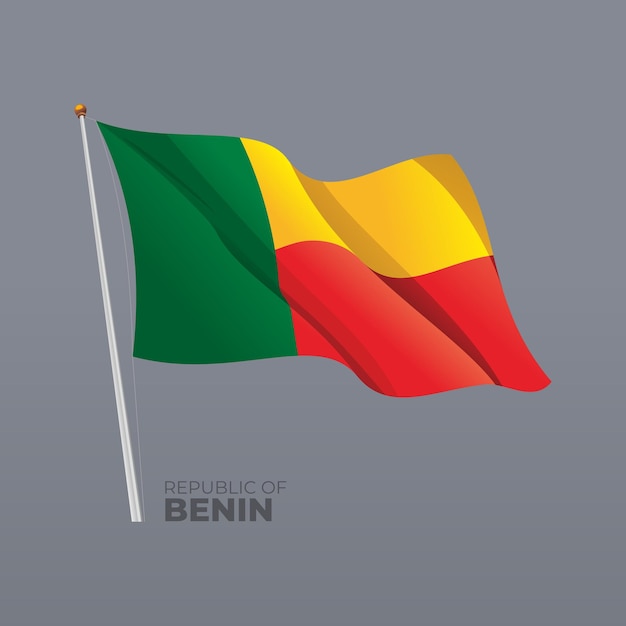 Drapeau ondulant national du Bénin vecteur 3D