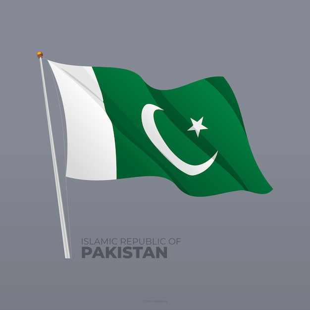 Vecteur drapeau ondulant national du pakistan vecteur 3d