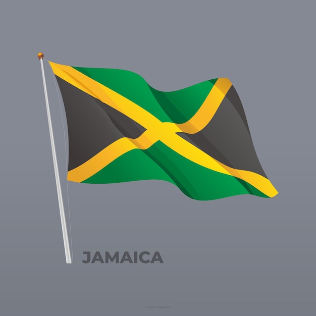 Drapeau ondulant national de la Jamaïque vecteur 3D