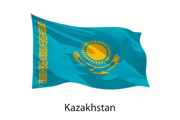 Vecteur drapeau ondulant réaliste 3d du kazakhstan isolé