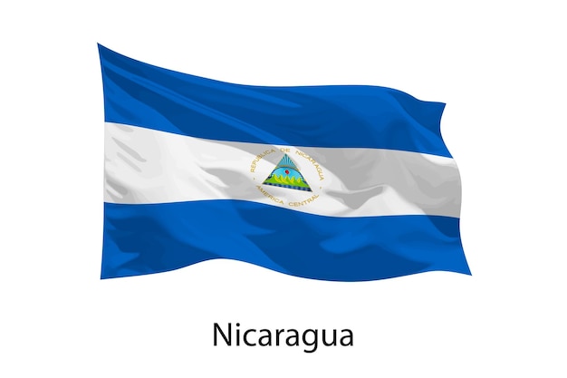Drapeau ondulant réaliste 3D du Nicaragua isolé