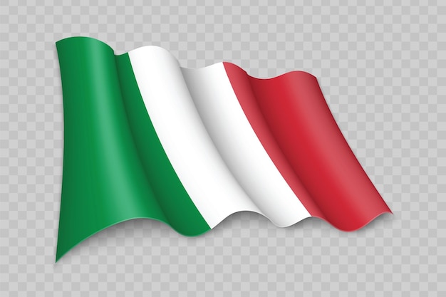 Drapeau ondulant réaliste 3D de l'Italie