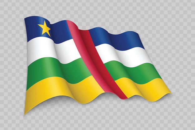 Vecteur drapeau ondulant réaliste 3d de la république centrafricaine