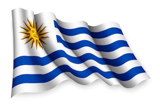 Drapeau ondulant réaliste de l'Uruguay