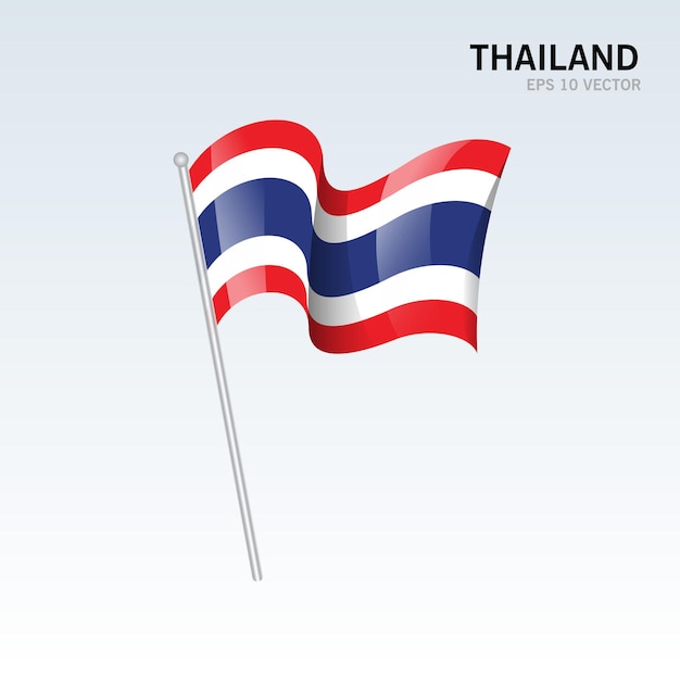 Drapeau Ondulant De La Thaïlande Isolé Sur Gris