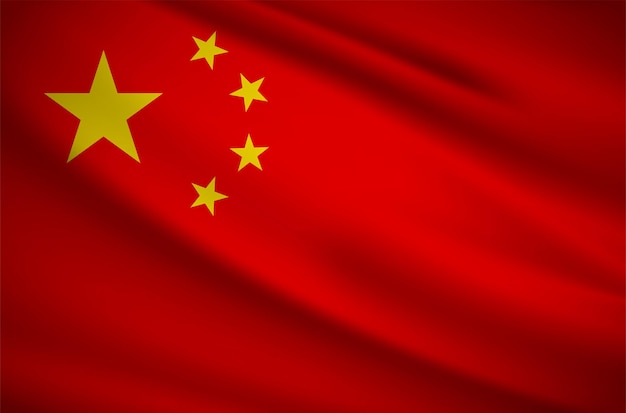 Vecteur drapeau ondulé réaliste du vecteur de fond de la chine vecteur du drapeau ondulé de la chine