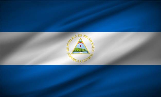 Drapeau ondulé réaliste du vecteur de fond du Nicaragua Vecteur de drapeau ondulé du Nicaragua