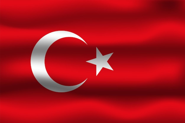 Drapeau ondulé de vecteur de la Turquie.