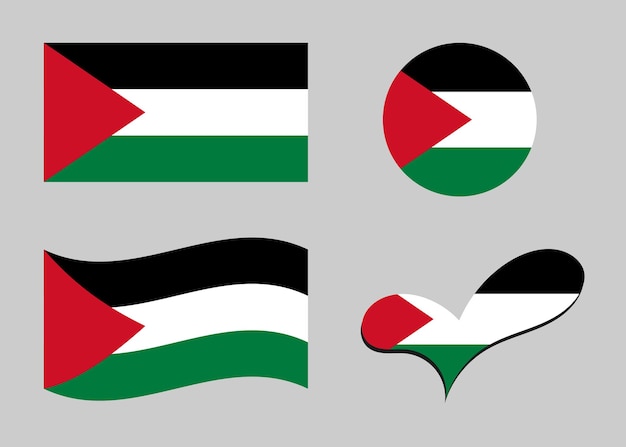Drapeau de la Palestine drapeau en forme de cœur drapeau de Palestine en forme de cercle drapeau du pays varia