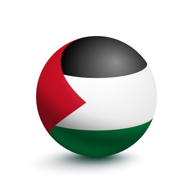 Drapeau De La Palestine Sous La Forme D'une Boule Isolée Sur Fond Blanc. Illustration Vectorielle