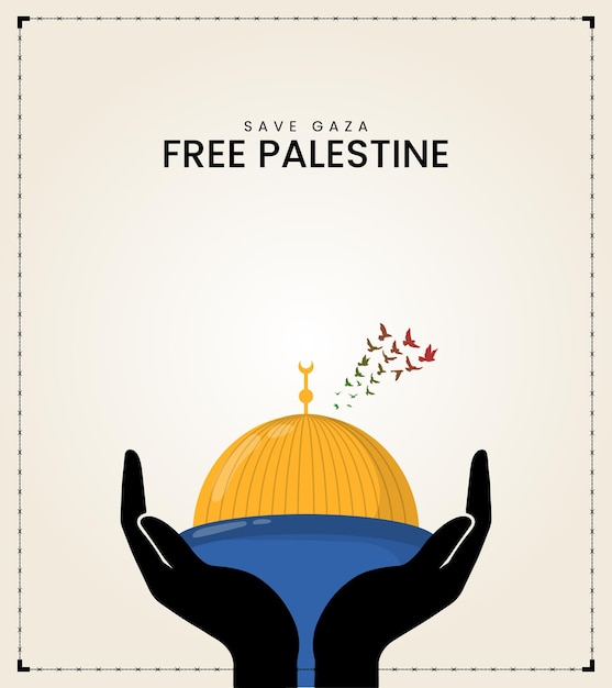 Vecteur drapeau palestinien gratuit avec conception de la mosquée alaqsa pour bannière, affiche de médias sociaux, illustration 3d
