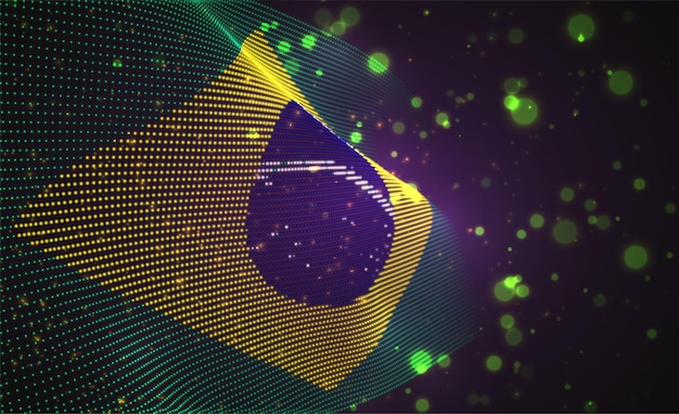 drapeau de pays brillant et lumineux de points abstraits. Brésil