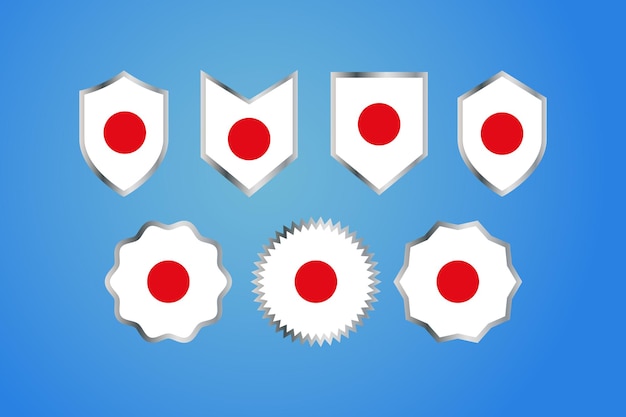 Drapeau De Pays Du Japon Avec Insigne De Frontière Argent