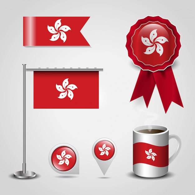 Vecteur drapeau pays hong kong