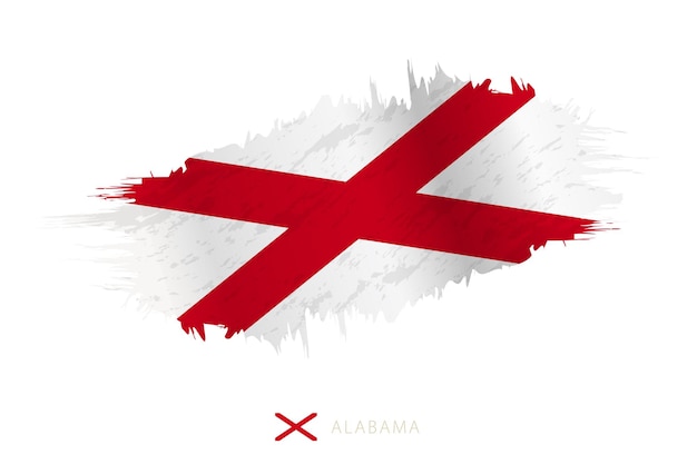 Drapeau peint au pinceau de l'Alabama avec un effet d'agitation.