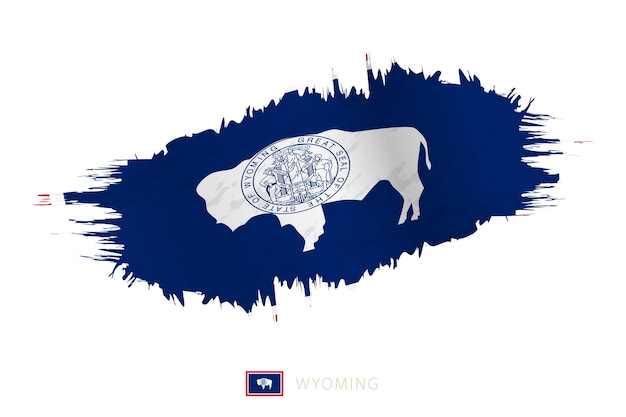 Drapeau peint au pinceau du Wyoming avec effet d'ondulation.