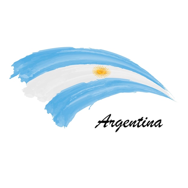 Vecteur drapeau de peinture à l'aquarelle de l'argentine illustration de coup de pinceau