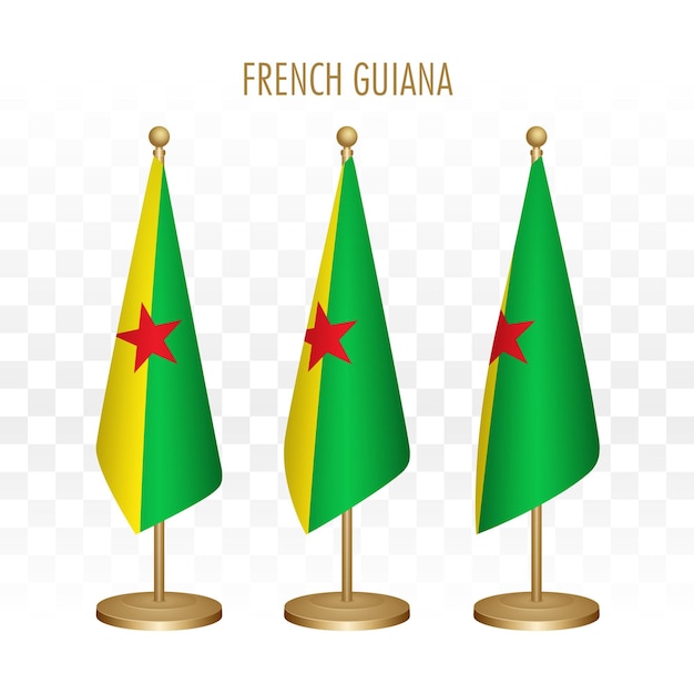 Drapeau Permanent De La Guyane Française Illustration Vectorielle 3d Isolée Sur Blanc