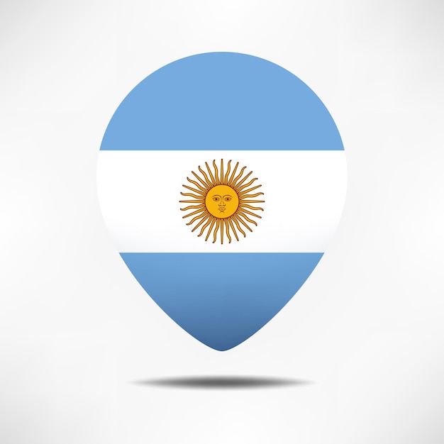 Drapeau de pointeurs de carte Argentine avec drapeau Pin ombre