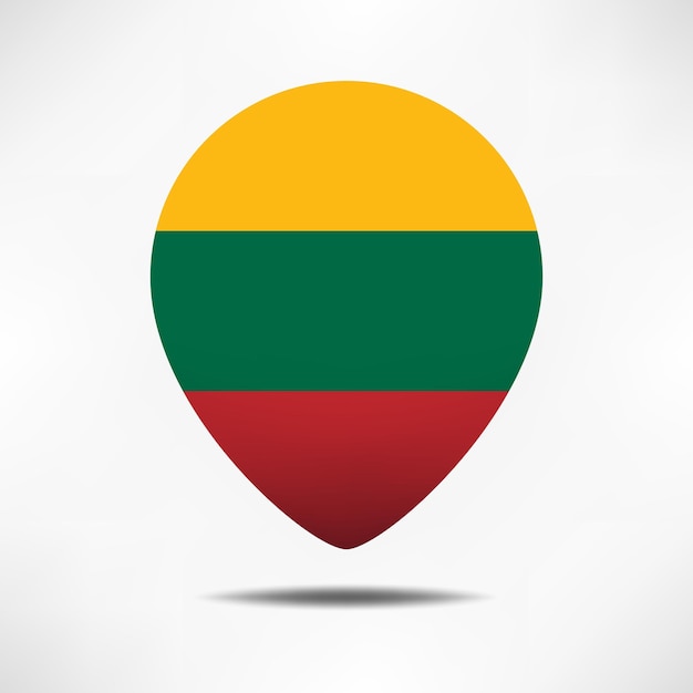 Drapeau de pointeurs de carte Lituanie avec drapeau Pin ombre
