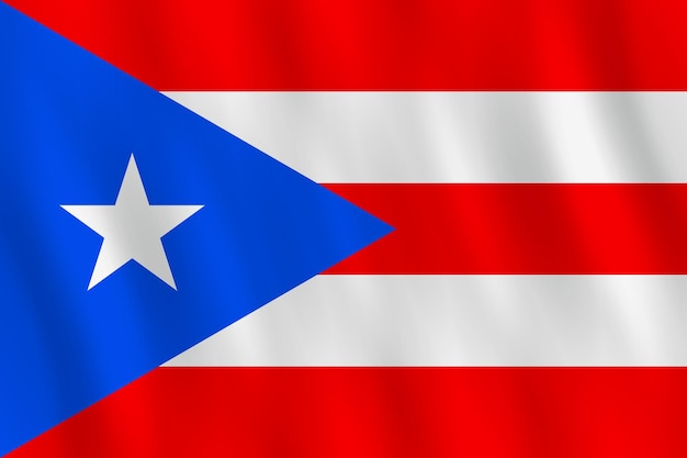 Drapeau de Porto Rico avec effet ondulant, proportion officielle.