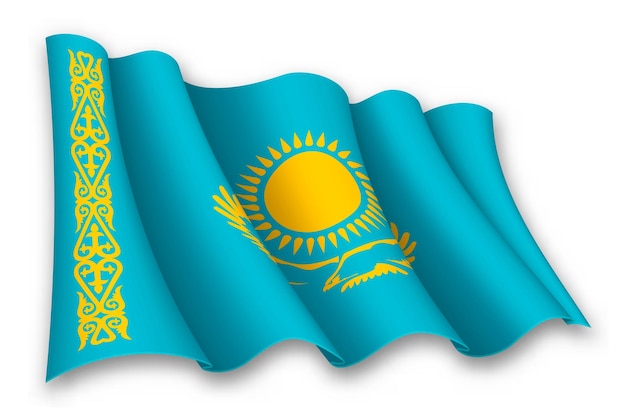 Vecteur le drapeau réaliste du kazakhstan