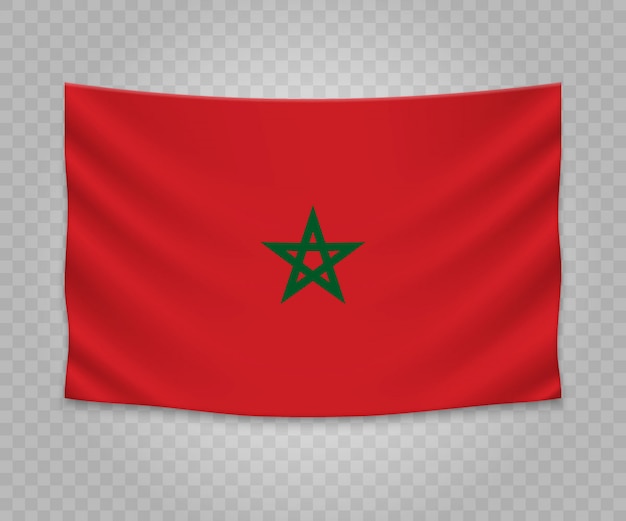 Vecteur drapeau réaliste du maroc