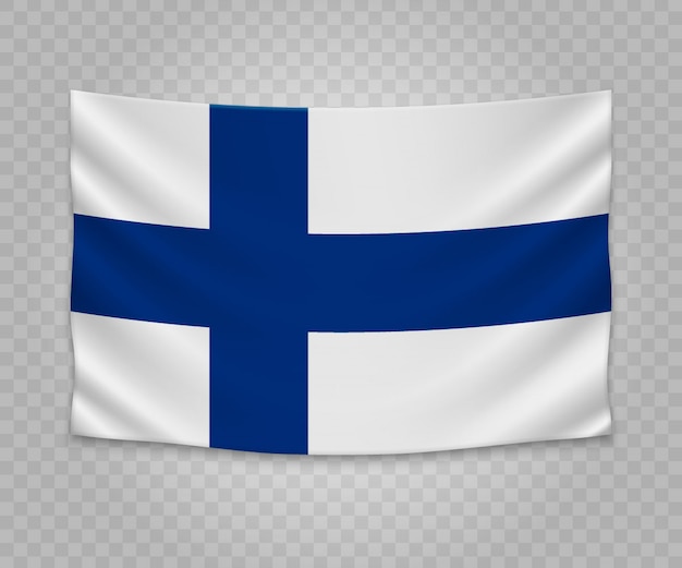 Vecteur drapeau réaliste de la finlande