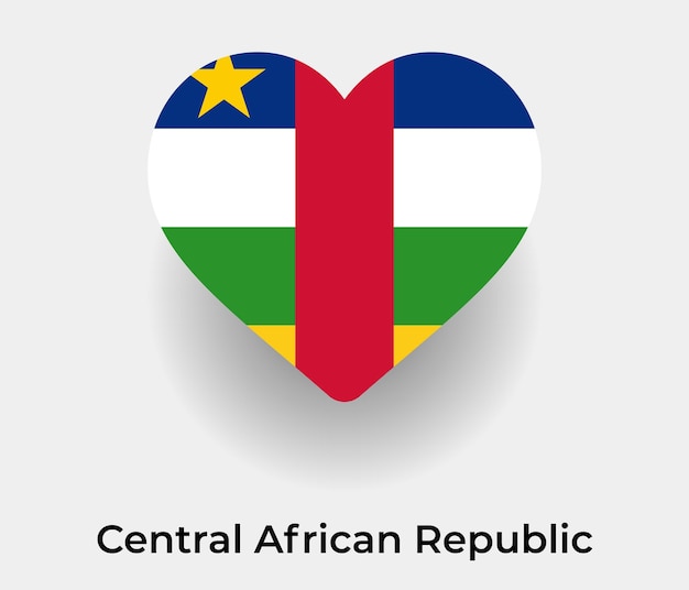 Drapeau de la République centrafricaine en forme de coeur icône illustration vectorielle