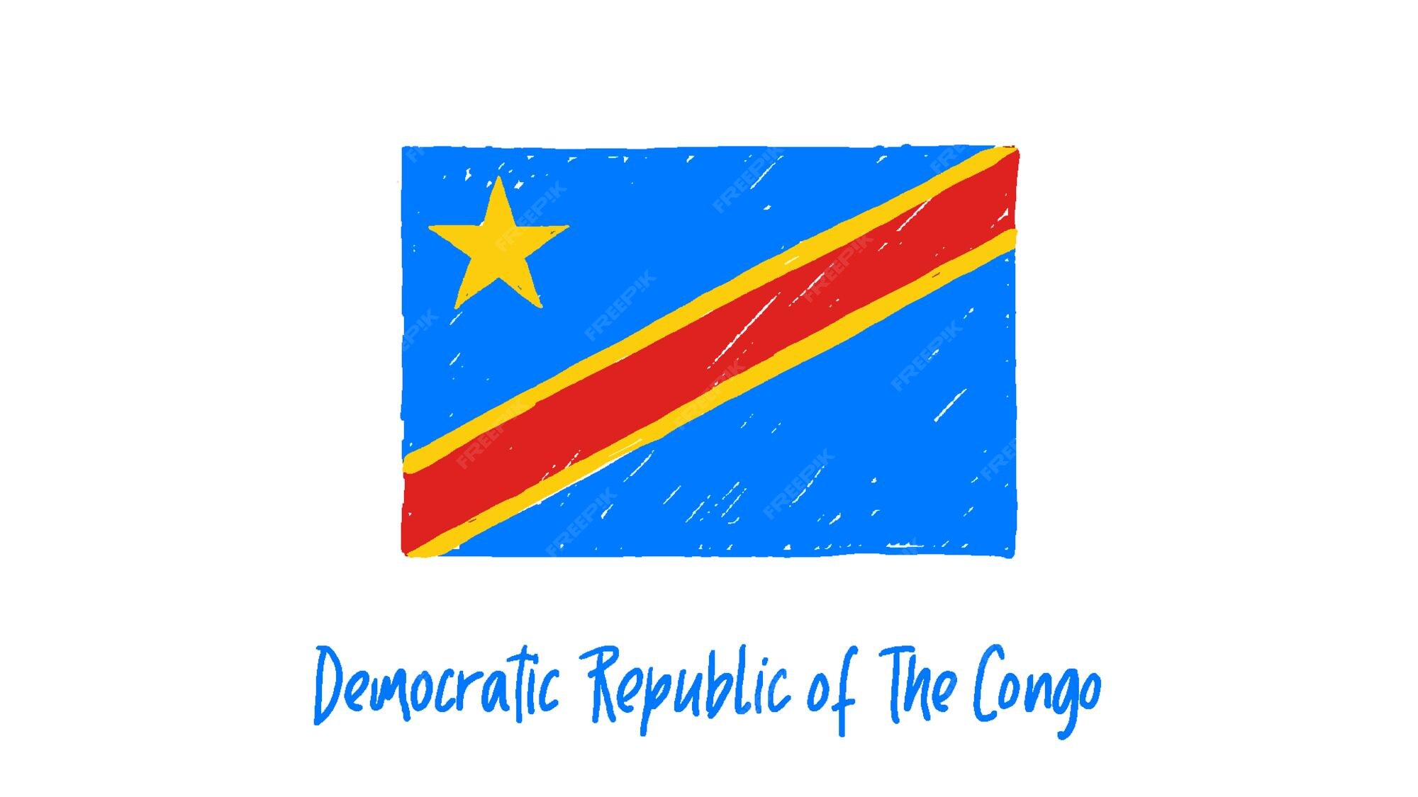Drapeau De La République Démocratique Du Congo Crayon De Couleur Ou