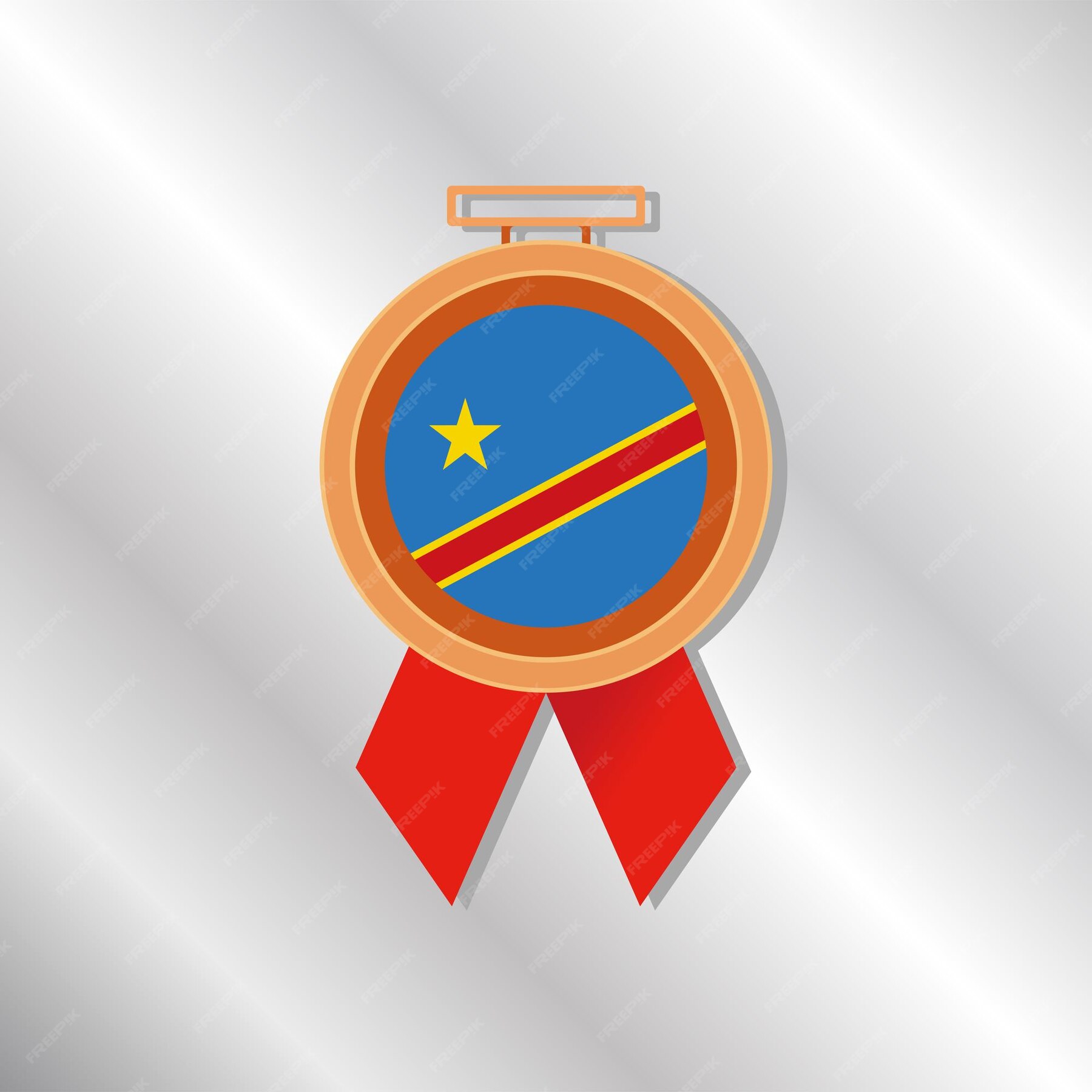 Drapeau De La République Démocratique Du Congo Vecteur Premium