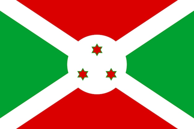 Vecteur drapeau république du burundi signe patriotique pays africain dans les couleurs nationales officielles et proportion correctement signe patriotique état de l'afrique de l'est icône vectorielle illustration