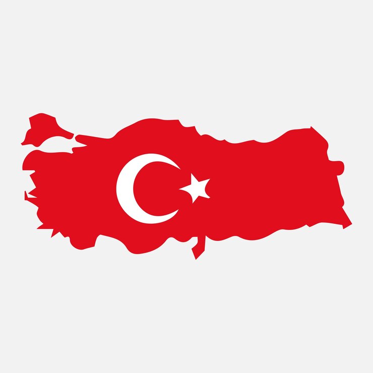 Vecteur un drapeau rouge avec le mot dinde dessus.