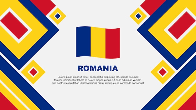 Drapeau De La Roumanie Abstrait Dessin D'arrière-plan Template Banner De La Fête De L'indépendance De La Roumanie Papier Peint Illustration Vectorielle Roumanie Cartoon
