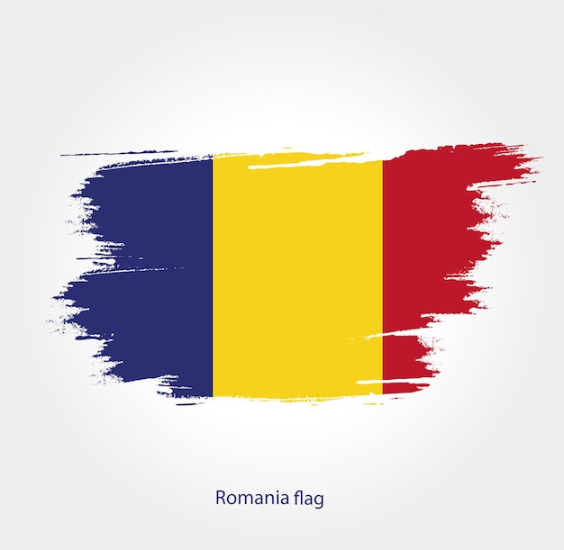 Drapeau De La Roumanie Avec Pinceau Aquarelle.