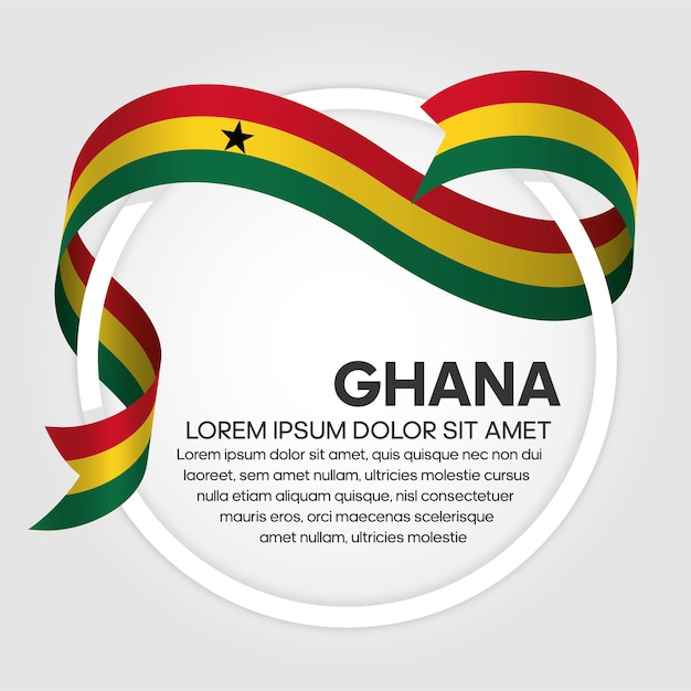 Drapeau De Ruban Du Ghana, Illustration Vectorielle Sur Fond Blanc