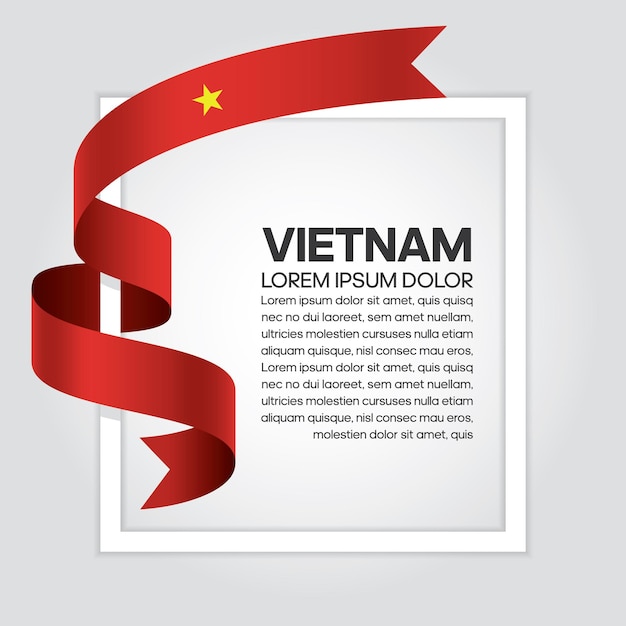 Drapeau De Ruban Du Vietnam, Illustration Vectorielle Sur Fond Blanc