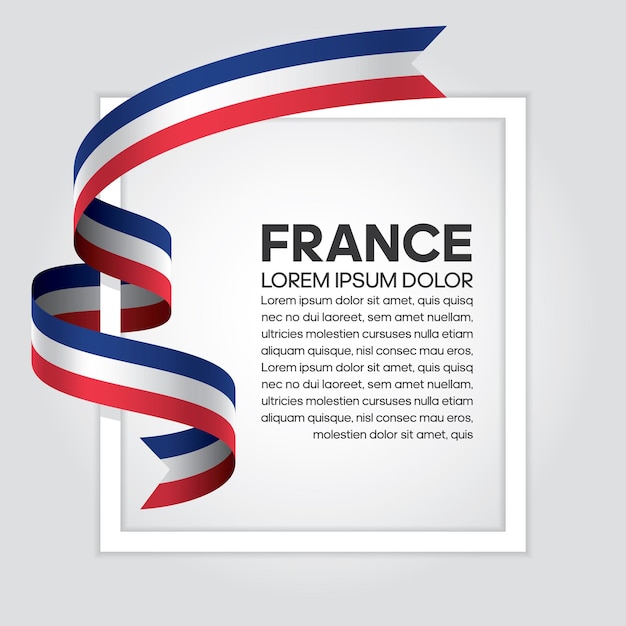 Drapeau De Ruban De France, Illustration Vectorielle Sur Fond Blanc