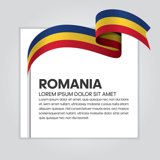 Drapeau De Ruban De Roumanie, Illustration Vectorielle Sur Fond Blanc