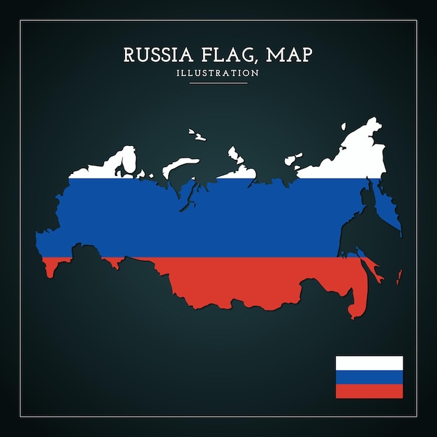 Vecteur drapeau de la russie carte illustration vectorielle