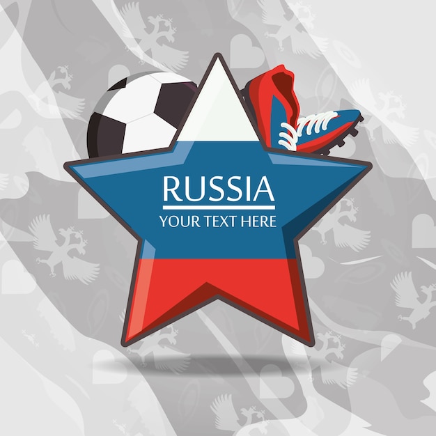 Drapeau de la Russie en forme d&#39;étoile et icônes connexes de football