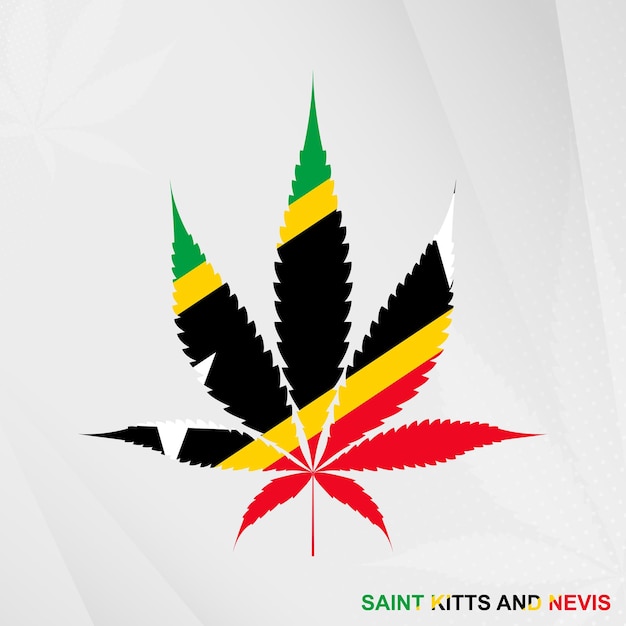 Drapeau De Saint-kitts-et-nevis En Forme De Feuille De Marijuana Le Concept De Légalisation Du Cannabis à Saint-kitts-et-nevis